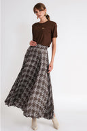Brown High waist godet long skirt 81346