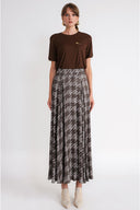 Brown High waist godet long skirt 81346