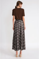 Brown High waist godet long skirt 81346