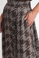 Brown High waist godet long skirt 81346