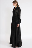 Black Long skirt with ruffled embroidery detail 81355