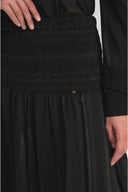Black Long skirt with ruffled embroidery detail 81355