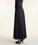 Black Long skirt with elastic waist and pleated detail 81356