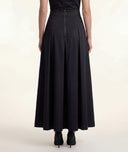 Black Long skirt with elastic waist and pleated detail 81356