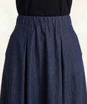 Navy Blue Long skirt with elastic waist and pleated detail 81356