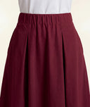 Burgundy Long skirt with elastic waist and pleated detail 81356