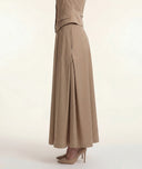 Beige Long skirt with elastic waist and pleated detail 81356