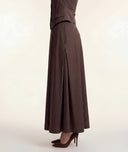 Brown Long skirt with elastic waist and pleated detail 81356