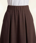 Brown Long skirt with elastic waist and pleated detail 81356