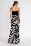 Patterned Long pleated skirt with godet detail 81372