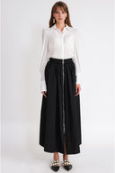 Black Long skirt with zipper detail and elasticated waist 81374