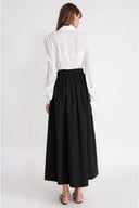 Black Long skirt with zipper detail and elasticated waist 81374