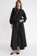Black Long skirt with zipper detail and elasticated waist 81374