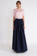 Navy Blue Long skirt with elastic waistband 81376
