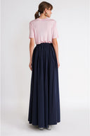 Navy Blue Long skirt with elastic waistband 81376
