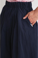 Navy Blue Long skirt with elastic waistband 81376