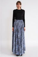 Patterned Long skirt with elastic waistband 81376