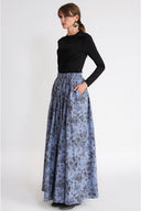 Patterned Long skirt with elastic waistband 81376
