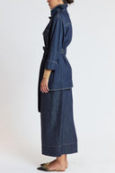 Navy Blue Long skirt with elastic waistband 81377