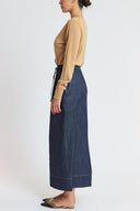 Navy Blue Long skirt with elastic waistband 81377