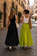 Yellow High waist elastic and zipper detailed long skirt 81380