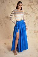 Sax High-waisted long skirt with metal accessory and ruching detail 81381