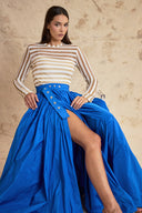 Sax High-waisted long skirt with metal accessory and ruching detail 81381
