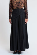 Black Long skirt with pleats, side-tie detail, and a sash 81391