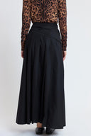 Black Long skirt with pleats, side-tie detail, and a sash 81391