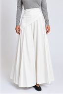 White Long skirt with pleats, side-tie detail, and a sash 81391