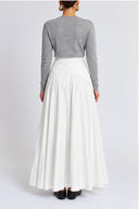 White Long skirt with pleats, side-tie detail, and a sash 81391