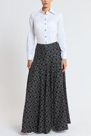Black Lace detail high-waisted godet maxi skirt 81394