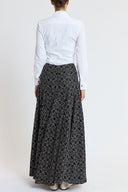 Black Lace detail high-waisted godet maxi skirt 81394