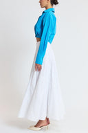 White Lace detail high-waisted godet maxi skirt 81394