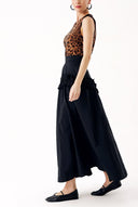 Black Midi length skirt with pleated detail 81396