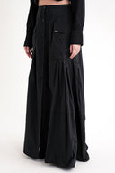 Black Gathered button detailed skirt 81321