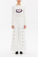 Ecru Boatneck sleeveless knitwear blouse 18509