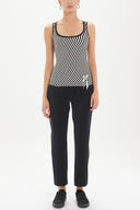 Black White Sleeveless knitwear blouse 18572