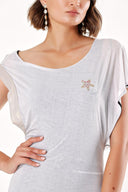 White ASYMMETRIC CUT KNITTED DRESS 18581