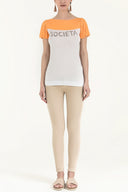 Orange Printed cotton tshirt 18595