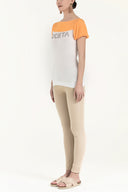 Orange Printed cotton tshirt 18595