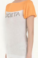 Orange Printed cotton tshirt 18595