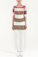 Beige Silk  garnished  woven  blouse  18727