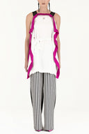 Ecru Contrast colour wide cut blouse 18733