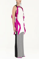 Ecru Contrast colour wide cut blouse 18733