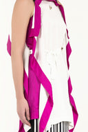 Ecru Contrast colour wide cut blouse 18733