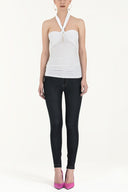 White Halter-neck knitwear blouse 18737