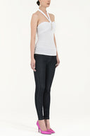 White Halter-neck knitwear blouse 18737