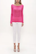 Fuchsia Crystal  gem  woven  blouse  18780