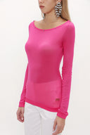 Fuchsia Crystal  gem  woven  blouse  18780